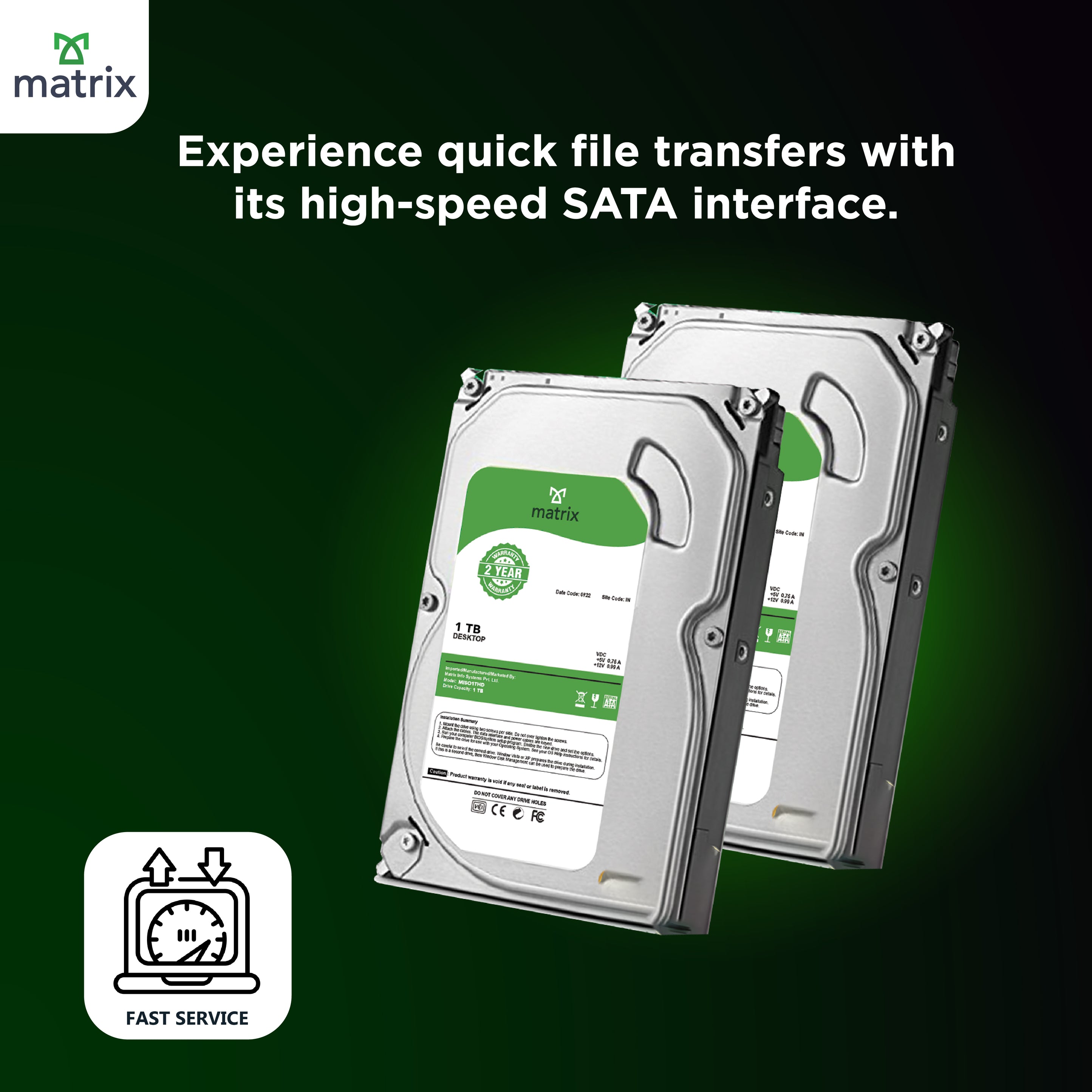 Matrix 1TB SATA Internal Hard Disk Drive for Desktop, 3.5 Inch, High-S ...